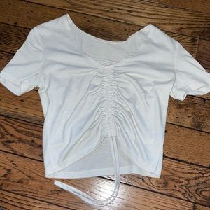 size XS white crop top t shit with middle tie SHIEN